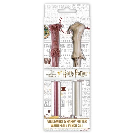 HARRY POTTER WAND PEN AND PENCIL SET VOLDEMORT AND HARRY POTTER