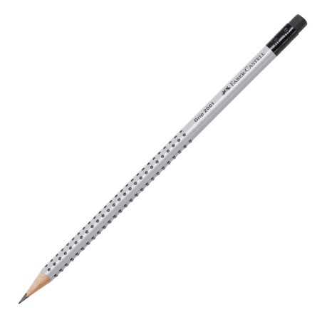 Μολύβι Faber Grip με γόμα ασημί B