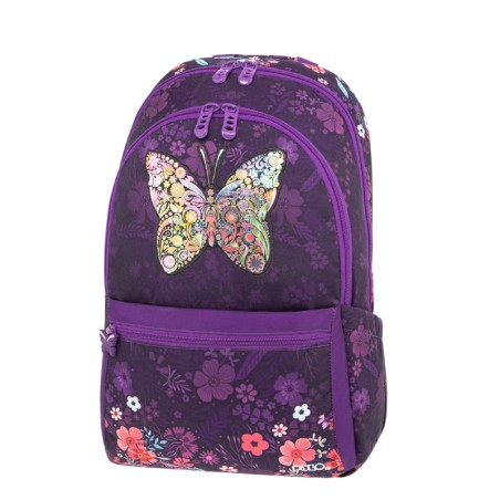 POLO ΣΑΚΙΔΙΟ ΠΛΑΤΗΣ YOUTH FLOWERS-BUTTERFLY ΜΩΒ (8295)