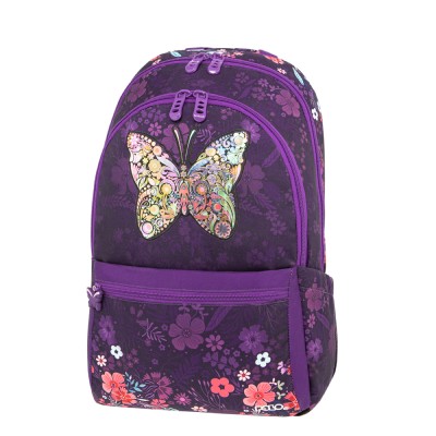 POLO ΣΑΚΙΔΙΟ ΠΛΑΤΗΣ YOUTH FLOWERS-BUTTERFLY ΜΩΒ (8295)