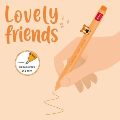 ΣΤΥΛΟ GEL 0.5mm LEGAMI ΔΙΑΚΟΣΜΗΤΙKO ΖΩΑΚΙ LOVELY FRIENDS TIGER ΠΟΡΤΟΚΑΛΙ ΓΡΑΦΗ 