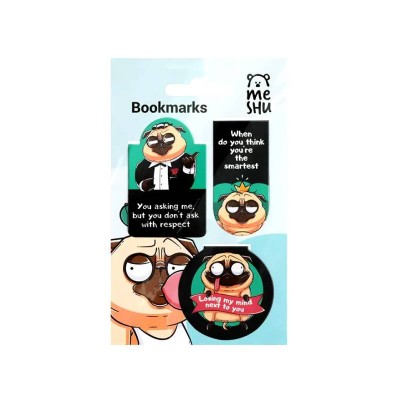 ΣΕΤ ΜΑΓΝΗΤΙΚΟΙ ΣΕΛΙΔΟΔΕΙΚΤΕΣ MESHU FUNNY PUG 3τμχ