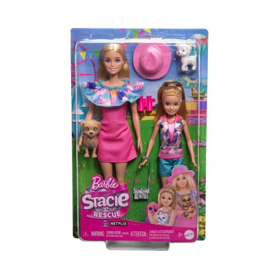 ΚΟΥΚΛΑ MATTEL BARBIE AND STACIE TO THE RESCUE DOLL SET WITH 2 PET DOGS(HRM09)