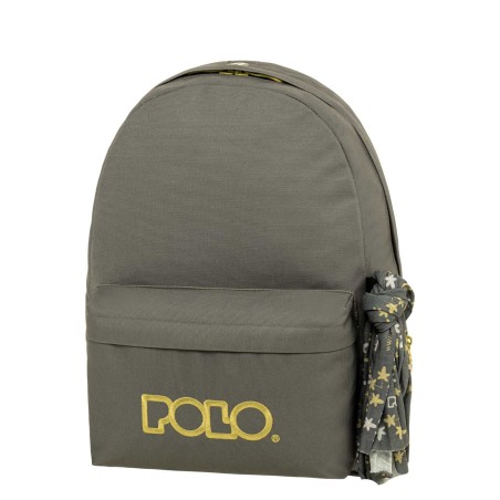 POLO ΣΑΚΙΔΙΟ ΠΛΑΤΗΣ ORIGINAL SCARF 1ΘΗΚΗ ΓΚΡΙ/ΜΟΥΣΤΑΡΔΙ(2276)