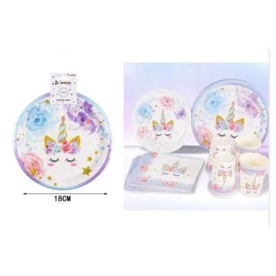 ΧΑΡΤΙΝΑ ΠΙΑΤΑ PARTY ΓΛΥΚΟΥ 18cm UNICORN 6τμχ