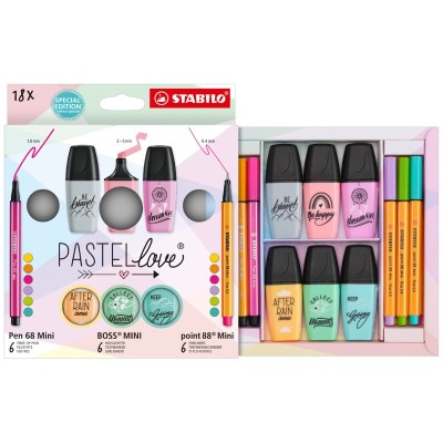 ΣΕΤ STABILO PASTEL LOVE 18τμχ(mini68,88,boss)