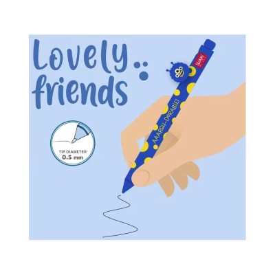 ΣΤΥΛΟ GEL 0.5mm LEGAMI ΔΙΑΚΟΣΜΗΤΙKO ΖΩΑΚΙ LOVELY FRIENDS MONSTER ΜΠΛΕ ΓΡΑΦΗ 