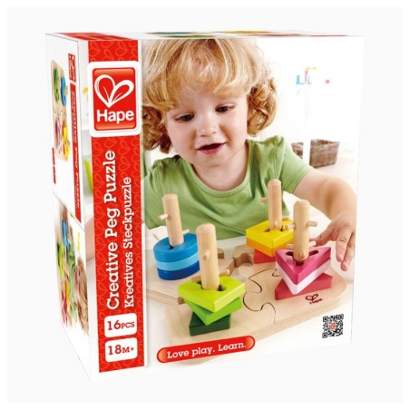 HAPE EARLY EXPLORER ΞΥΛΙΝΟ CREATIVE PEG PUZZLE 16pcs