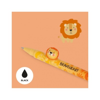 ΣΤΥΛΟ GEL 0.5mm LEGAMI ΔΙΑΚΟΣΜΗΤΙKO ΖΩΑΚΙ LOVELY FRIENDS LION ΜΑΥΡΗ ΓΡΑΦΗ 