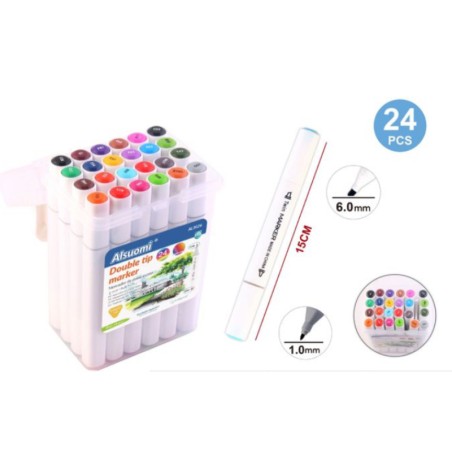 BOX ΜΑΡΚΑΔΟΡΟΙ DOUBLE TIP 24τμχ(1mm+6mm)