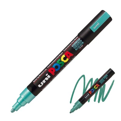  ΜΑΡΚΑΔΟΡΟΣ UNI POSCA PC-5M ΜΕΣΑΙΟ METALLIC GREEN