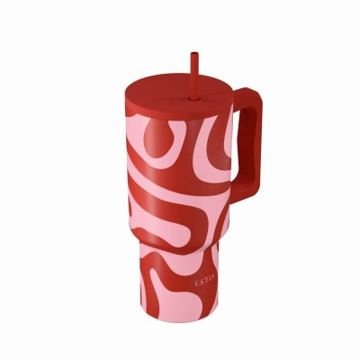 ESTIA ΘΕΡΜΟΣ STRAW TUMBLER XL StA 900ml CORAL WAVES