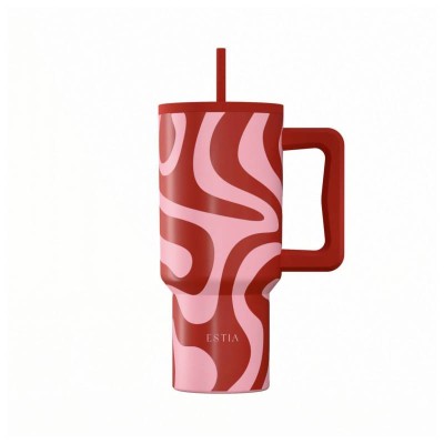 ESTIA ΘΕΡΜΟΣ STRAW TUMBLER XL StA 900ml CORAL WAVES