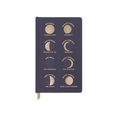 ΣΗΜΕΙΩΜΑΤΑΡΙΟ DESIGNWORKS INK 14.8X21cm 240Φ. ΡΙΓΕ CHARCOAL MOON PHASES ΧΡΥΣΟ