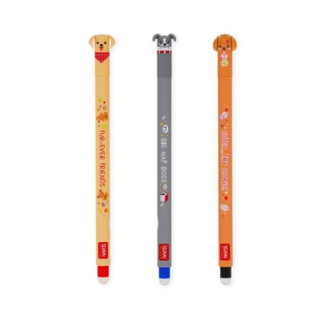 LEGAMI SET OF 3 ERASABLE GEL PENS 0.7mm FUR-EVER FRIENDS(RED/BLUE/BLACK)