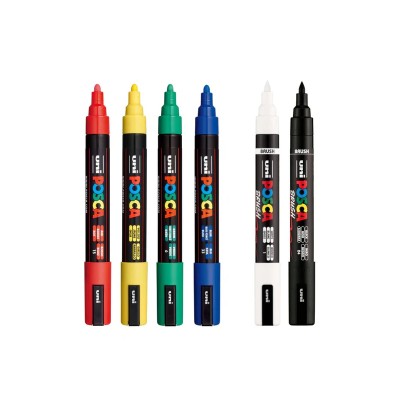 ΣΕΤ 4 ΜΑΡΚΑΔΟΡΟΙ POSCA PC5M+2 ΔΩΡΟ PC5BR ΜΥΤΗ ΠΙΝΕΛΟ