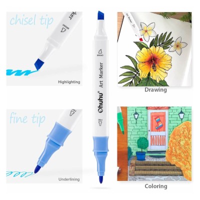 ΣΕΤ OHUHU ALCOHOL ART MARKERS FINE&CHISEL(48τμχ.)