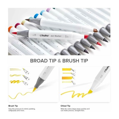 ΣΕΤ OHUHU HONOLULU ALCOHOL MARKERS 24 BASIC TONES(BRUSH&CHISEL)