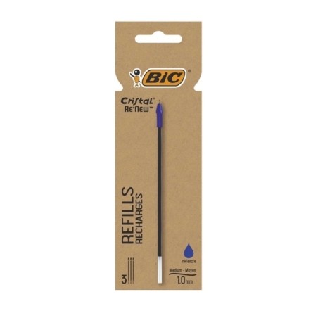 ΑΝΤΑΛΛΑΚΤΙΚΟ ΓΙΑ ΣΤΥΛΟ ΜΕ ΜΠΙΛΙΑ BIC CRISTAL RENEW 1mm ΜΠΛΕ 3τμχ