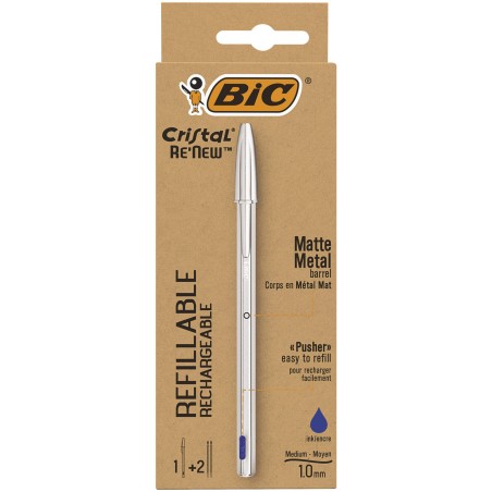 ΣΤΥΛΟ BIC PACK CRISTAL METAL+2 ΑΝΤΑΛ/KA ΜΠΛΕ